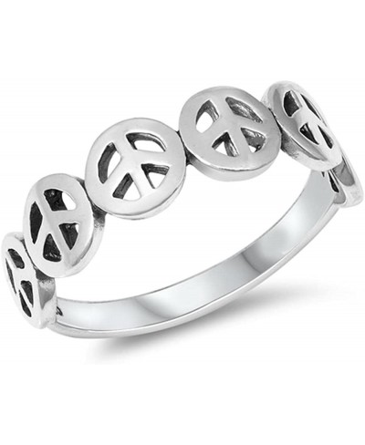 Oxidized Peace Sign Stackable Beautiful Ring 925 Sterling Silver Band Sizes 4-11 $14.60 Bands