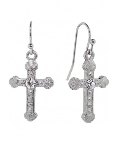 Crystal Accent Ornate Cross Drop Earrings $18.65 Drop & Dangle