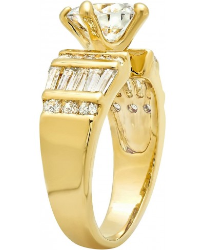 8mm Gold Plated Round CZ Solitaire Ring w/Baguette & Round CZs + Microfiber Cloth $27.34 Engagement Rings