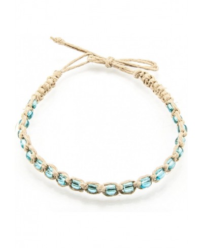 Braided Hemp Cord Anklet Bracelet with Turquoise Blue Beads $10.46 Anklets