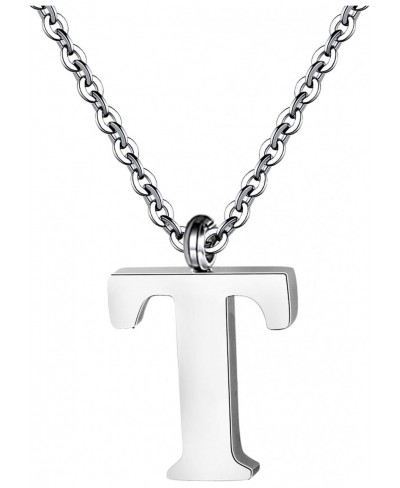 Stainless Steel Silver Initial Necklace Alphabet Pendant Necklace 16" with 2" Extender Women Girl Letter Necklace A-Z $13.43 ...