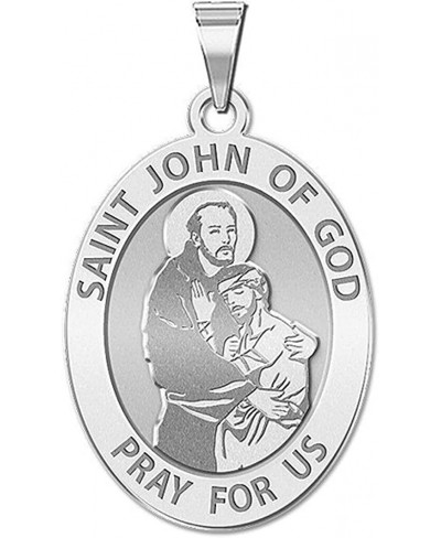 Saint John of GOD Religious Medal - 2/3 X 3/4 Inch Size of Nickel Sterling Silver $49.32 Pendants & Coins