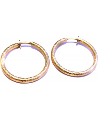 Clip-on Earrings Hoop Frosted Gold Earrings 1 inch Hoop Textured Gold Tone Hoops $13.35 Clip-Ons