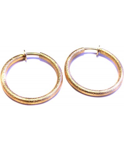 Clip-on Earrings Hoop Frosted Gold Earrings 1 inch Hoop Textured Gold Tone Hoops $13.35 Clip-Ons