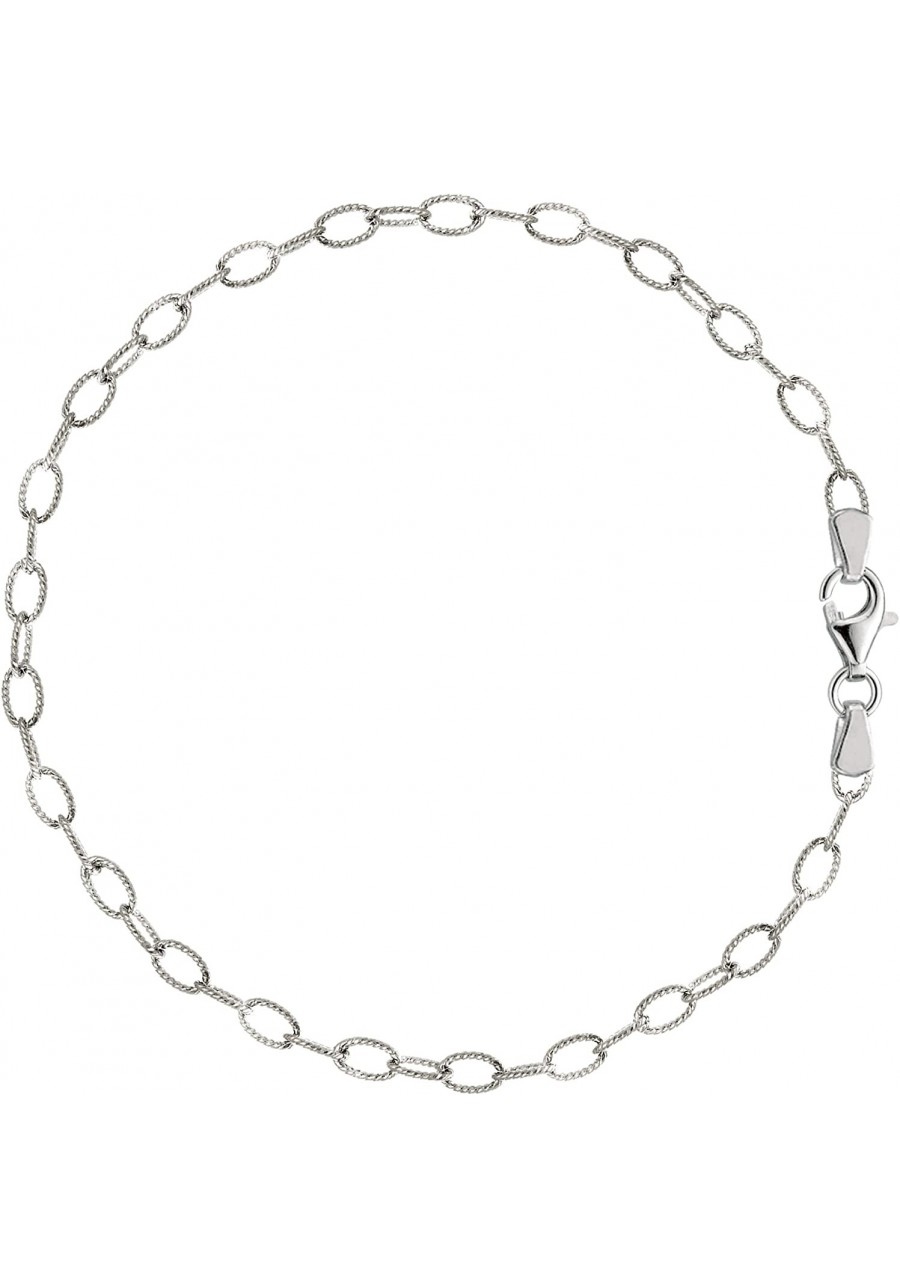 Oval Shaped Twisted Cable Link Anklet In Sterling Silver $50.40 Anklets