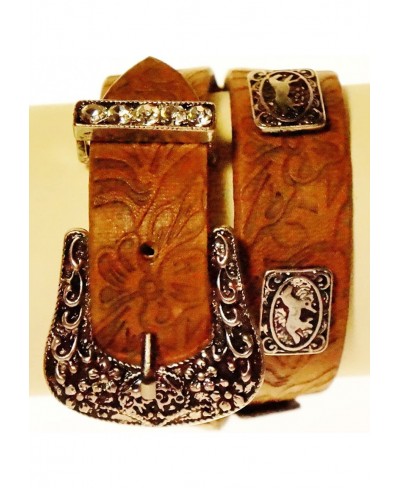 Bracelet - Leather Wrap Bracelet with Rhinestone Buckle - Kiki's Cowgirl Up $14.31 Wrap