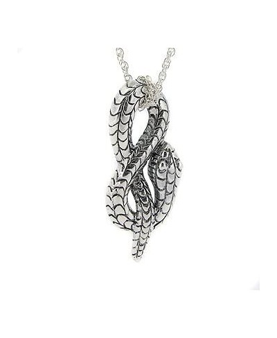 Long Sterling Silver Coiled Snake Serpent Charm Pendant $30.17 Pendants & Coins