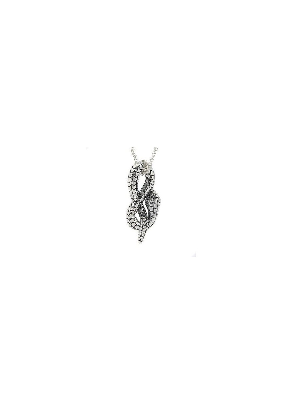 Long Sterling Silver Coiled Snake Serpent Charm Pendant $30.17 Pendants & Coins