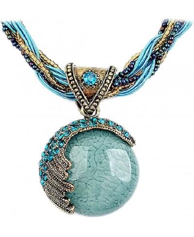 Women Lady Retro Vintage Bohemian Statement Beaded Chain Rhinestone Pendent Collar Necklace $17.94 Pendant Necklaces