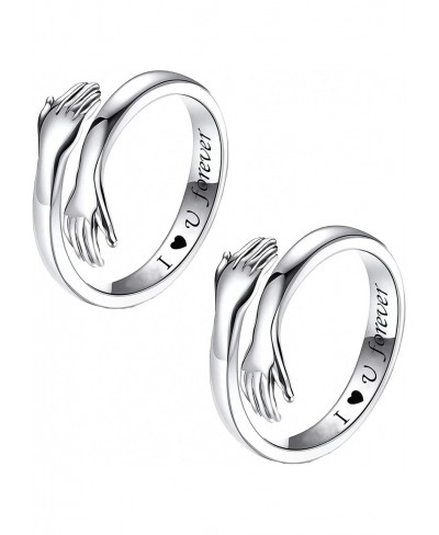 925 Sterling Silver Rings Two Hands Hug Open Ring Ladies Men Wedding Rings for Women Girls Adjustable Romantic Love Hugging H...
