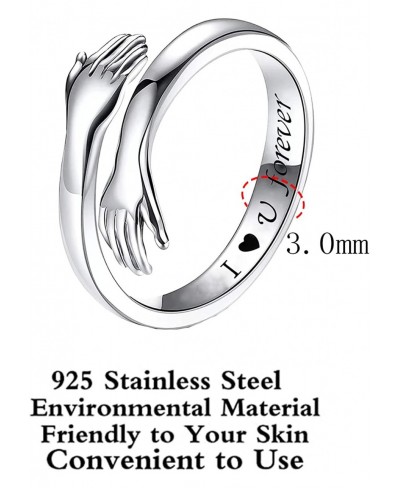 925 Sterling Silver Rings Two Hands Hug Open Ring Ladies Men Wedding Rings for Women Girls Adjustable Romantic Love Hugging H...