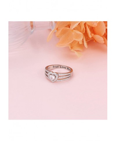 S925 Sterling Silver True Love Waits Heart Ring Engagement Wedding Promise Band Gift for Women Wife Girlfriend $15.41 Bands