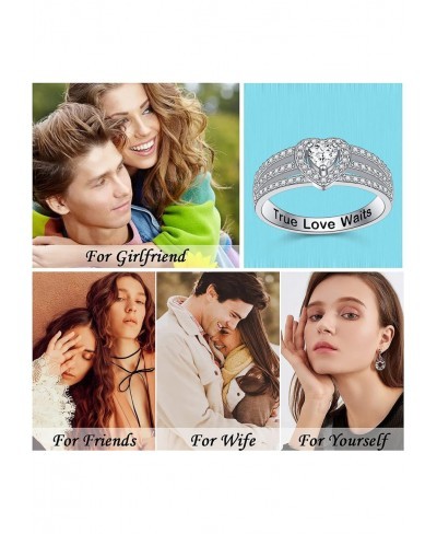 S925 Sterling Silver True Love Waits Heart Ring Engagement Wedding Promise Band Gift for Women Wife Girlfriend $15.41 Bands