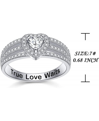 S925 Sterling Silver True Love Waits Heart Ring Engagement Wedding Promise Band Gift for Women Wife Girlfriend $15.41 Bands