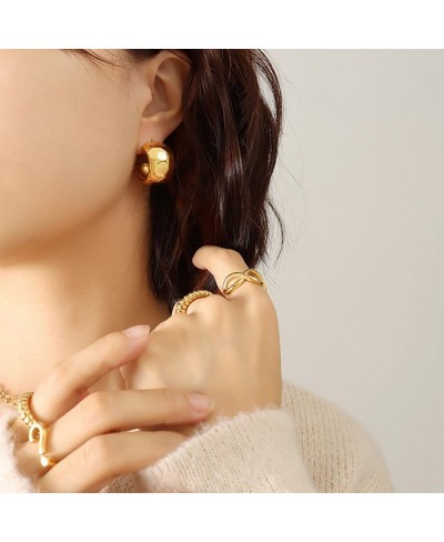 Gold Wide Hoop Earrings 20mm Gold Chunky Hoop Stud Earrings for Women Girls $16.18 Hoop