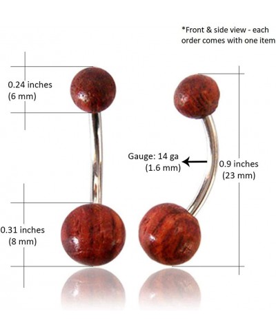 Organic Wood Belly Button Ring Piercing for Women - Navel Belly Button Rings with Surgical Steel $14.49 Piercing Jewelry