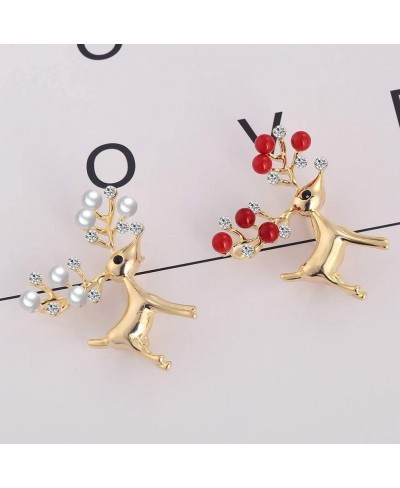 Christmas Deer Brooch Rhinestone Crystals Pin Xmas Label Pin Breast Pin Christmas Jewelry Gift for Women Girl $8.93 Brooches ...