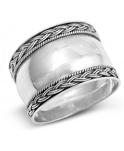 Wide Bali Rope Weave High Polish Ring New .925 Sterling Silver Band Sizes 6-11 $19.69 Bands