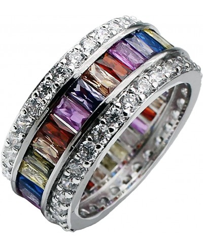 Womens Rings Multicolor Cubic Zirconia Rainbow Ring Created-Gemstone Sizes 6 to 12 $21.15 Bands