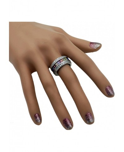 Womens Rings Multicolor Cubic Zirconia Rainbow Ring Created-Gemstone Sizes 6 to 12 $21.15 Bands