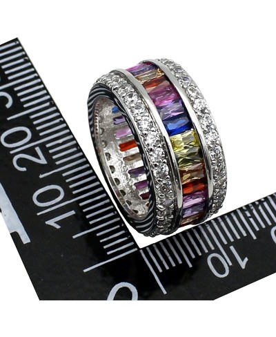 Womens Rings Multicolor Cubic Zirconia Rainbow Ring Created-Gemstone Sizes 6 to 12 $21.15 Bands