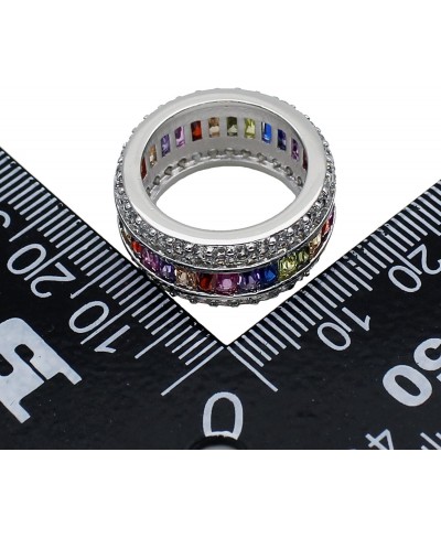 Womens Rings Multicolor Cubic Zirconia Rainbow Ring Created-Gemstone Sizes 6 to 12 $21.15 Bands