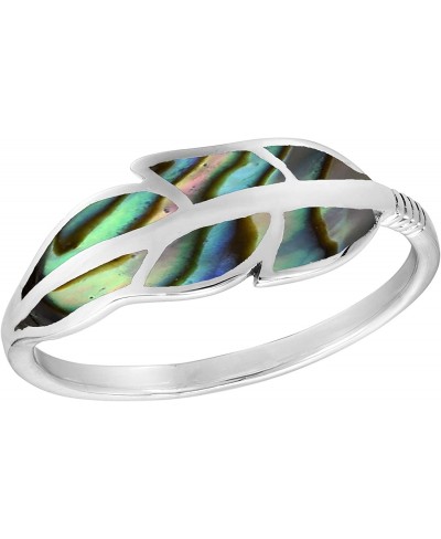 Floating Feather Abalone Shell Inlay .925 Sterling Silver Ring Cute Wedding Rings For Women Casual Comfort Fit Silver Rings f...