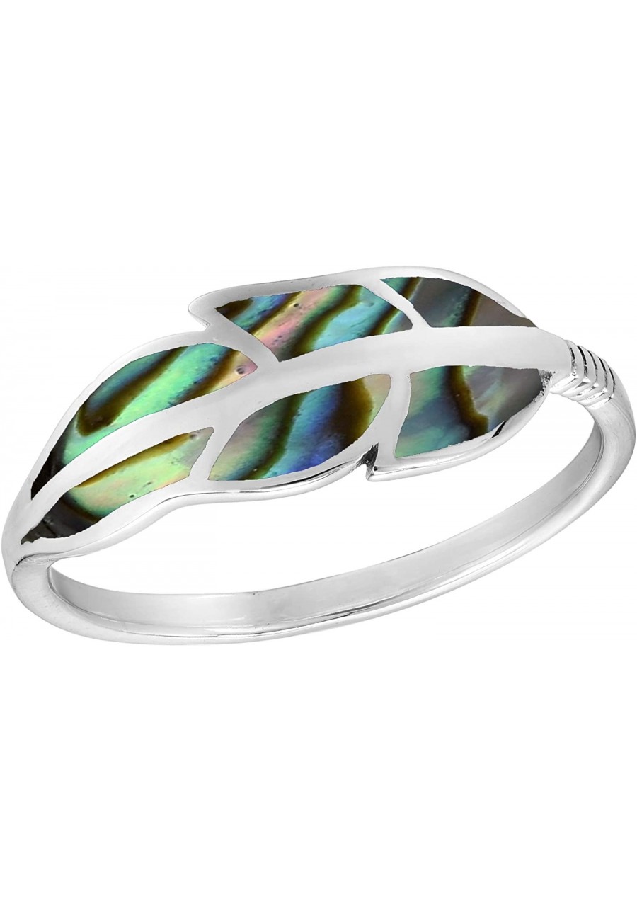 Floating Feather Abalone Shell Inlay .925 Sterling Silver Ring Cute Wedding Rings For Women Casual Comfort Fit Silver Rings f...