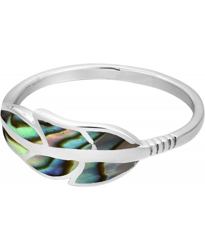 Floating Feather Abalone Shell Inlay .925 Sterling Silver Ring Cute Wedding Rings For Women Casual Comfort Fit Silver Rings f...