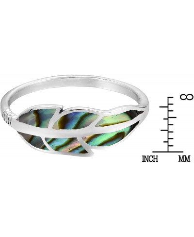 Floating Feather Abalone Shell Inlay .925 Sterling Silver Ring Cute Wedding Rings For Women Casual Comfort Fit Silver Rings f...