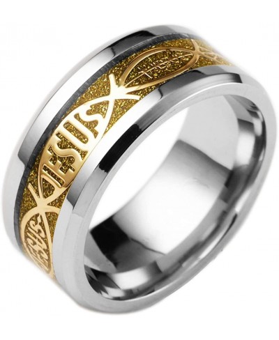 8mm Stainless Steel Jesus Rings Wedding Bands Gold Promise Size 6-13 $10.77 Bands