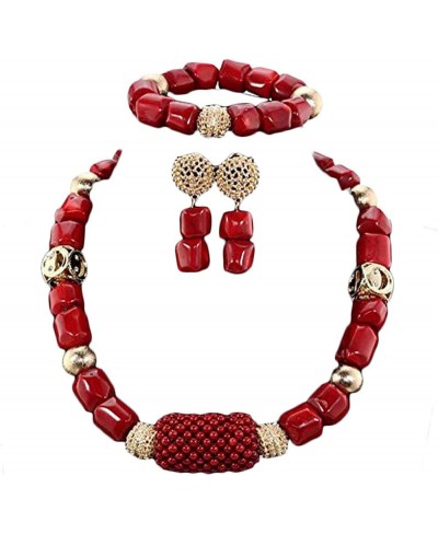 Nigerian Wedding Beads Crystal Nigerian Jewelry Set African Crystal Beads Necklace Set $33.39 Jewelry Sets