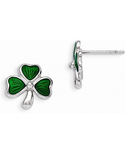 Sterling Silver Green Enamel Shamrock Clover Post Stud Earrings 12mm x 13mm (0.47 inches x 0.51 inches) $32.12 Stud