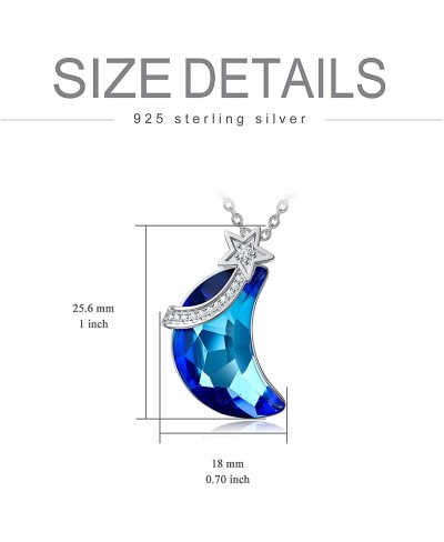 Moon and Star Necklace s925 Sterling Silver Moon Pendant Necklace with Blue Crystal Jewelry Gifts for Women Teen Girls Friend...