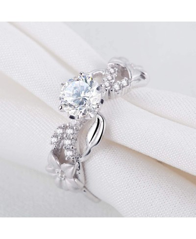 Size 5 9 10 Flower Anniversary Rings for Women Round White Cz 925 Sterling Silver Promise $23.48 Anniversary Rings