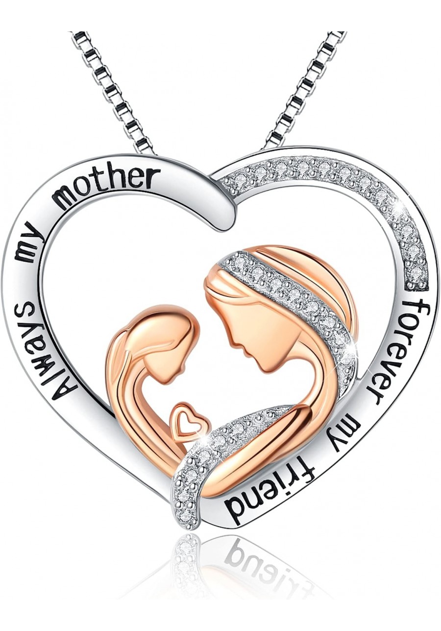 Family Necklace S925 Sterling Silver Father Mother and Baby Always My Mother Forever My Friend Pendent Necklaces Jewelry Birt...