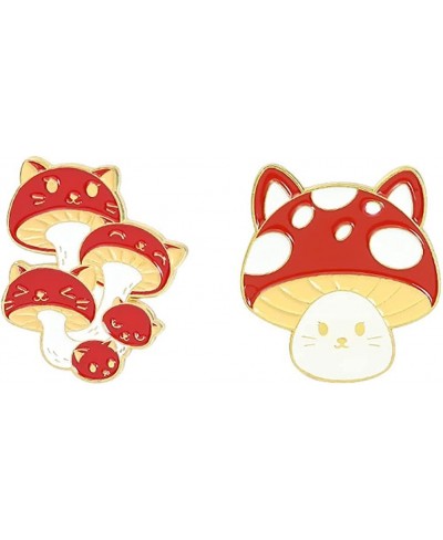 2Pcs Cartoon Mushroom Enamel Pins Badge Creative Red Anime Custom Brooches for Women Cute Backpacks Lapel Pins Metal Jewelry ...