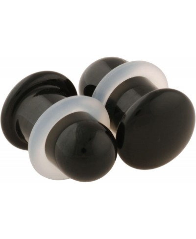 Pair of Glass Single Flared Solid Plugs - 12g Black Standard Length $18.89 Piercing Jewelry