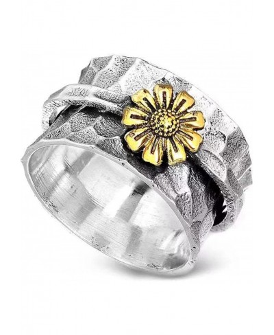 Vintage Daisy Spinner Ring for Women Girls Anxiety Rings Sunflower Fidget Ring Comfort Fit Band Ring (Size 5-11) $6.84 Bands