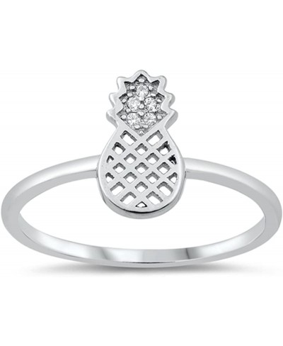 Tropical Pineapple CZ Ring 925 Sterling Silver 11mm Size 4-10 $15.00 Statement