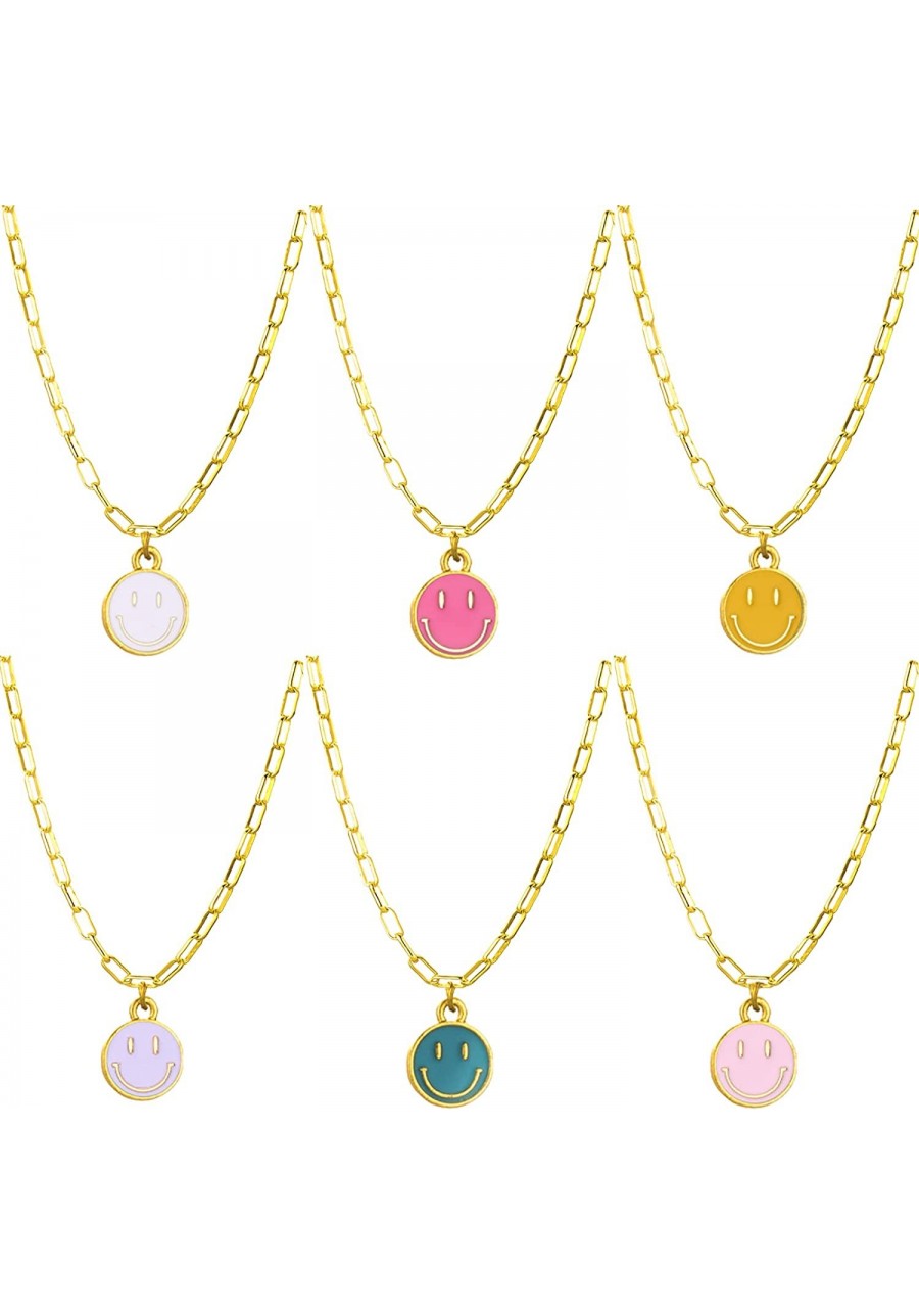 Women's Alloy Cute Simple Gold Paperclip Chain Pendant Smile Face Choker Necklace Set 6 PCS $14.10 Chokers