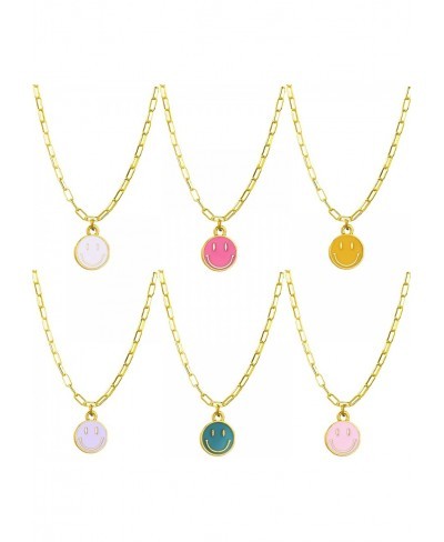 Women's Alloy Cute Simple Gold Paperclip Chain Pendant Smile Face Choker Necklace Set 6 PCS $14.10 Chokers