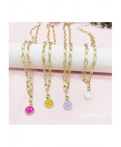 Women's Alloy Cute Simple Gold Paperclip Chain Pendant Smile Face Choker Necklace Set 6 PCS $14.10 Chokers