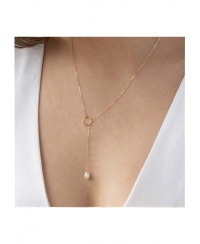 Lariat Necklace Dainty Y Necklace for Women Simple Long Tassel Drop Necklace Trendy Zircon Pearl Pendant Necklace for Women A...