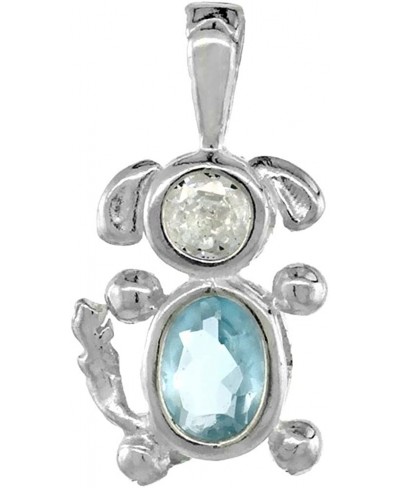 Sterling Silver Aquamarine Cubic Zirconia March Birthstone Dog Necklace with 1.5 mm Bead Chain $26.83 Pendants & Coins