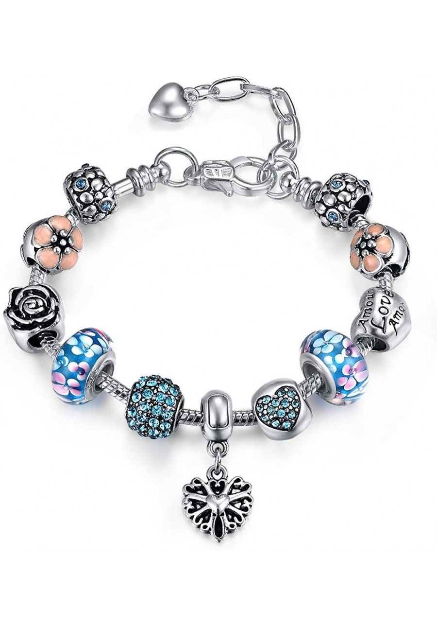 Sterling Silver Charm Bracelet Four Leaf Clover Diamond Charm Bracelet $13.75 Strand