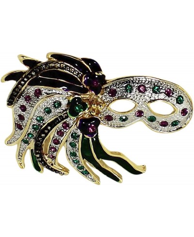 Mardi Gras Mask Brooch Bejeweled Feathered $15.75 Brooches & Pins