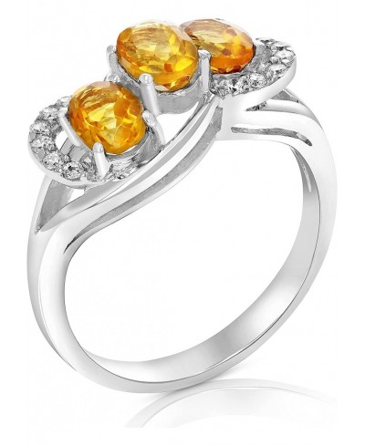 1 cttw Citrine Ring .925 Sterling Silver with Rhodium Plating Oval Shape 6x4 MM $31.10 Statement