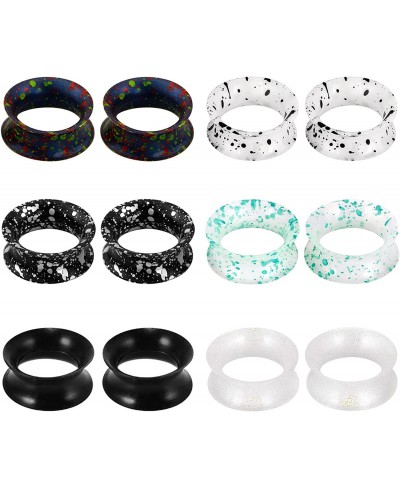 12pcs Black White Silicone Tunnels Double Flared Flexible Ear Skin Stretcher Plugs Gauges Size 2g to 5/8 $12.31 Piercing Jewelry