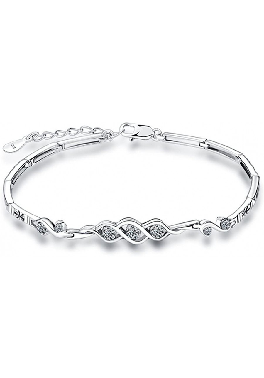 925 Sterling Silver Cubic Zircon Fashion Infinity Tennis Bracelet for Women and Girl LSCB15 $24.00 Tennis